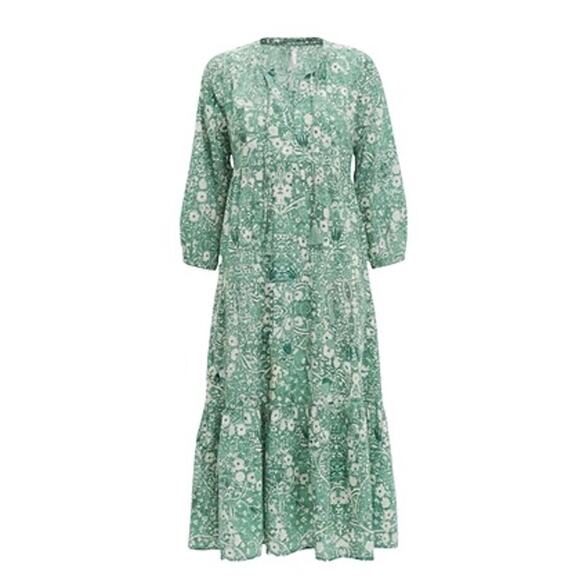 TUCKERNUCK BEACH Misty Jade Blossom Long Sleeve Salty Paloma Caftan Size XS NWT - Picture 6 of 6